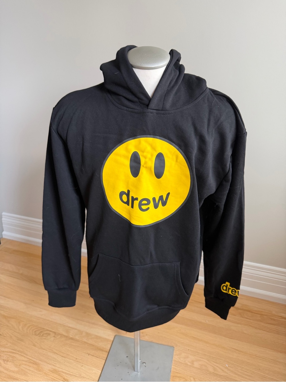 drew house Black Hoodie with Yellow Smiley Logo